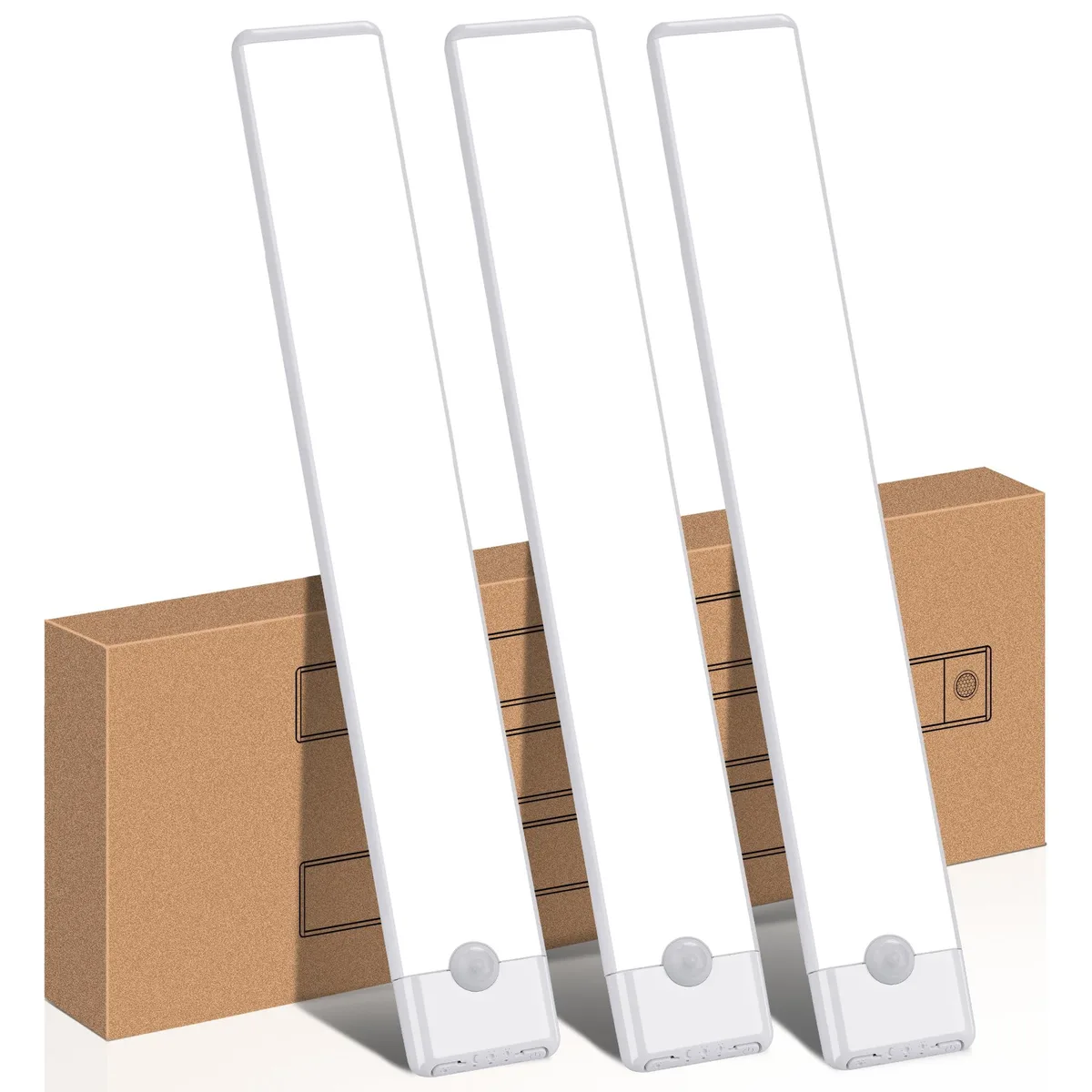 Three white aluminum 12-inch bars with 51 LEDs each, magnetic mount, USB-C port visible