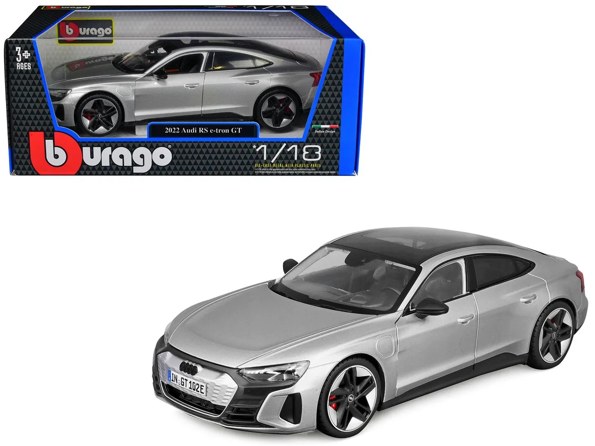 BBURAGO BBURAGO 2022 Audi RS e-tron GT Silver Metallic Sunroof 1/18 Diecast Hobby Collectible — product photo