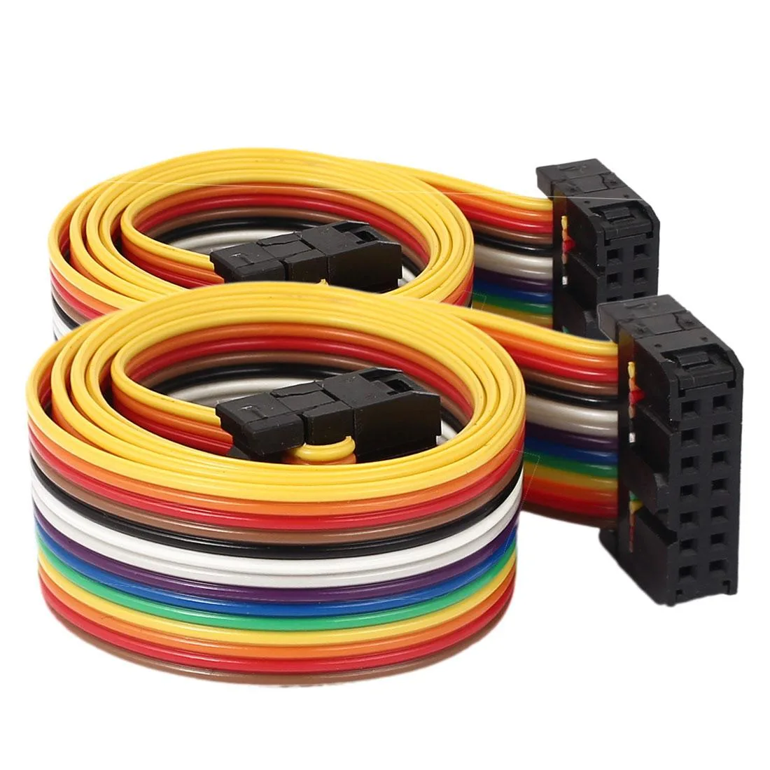 Unique-Bargains Unique-Bargains 14 Pin 14 Way Female-Female IDC Rainbow Ribbon Cable 50cm 2pcs — product photo