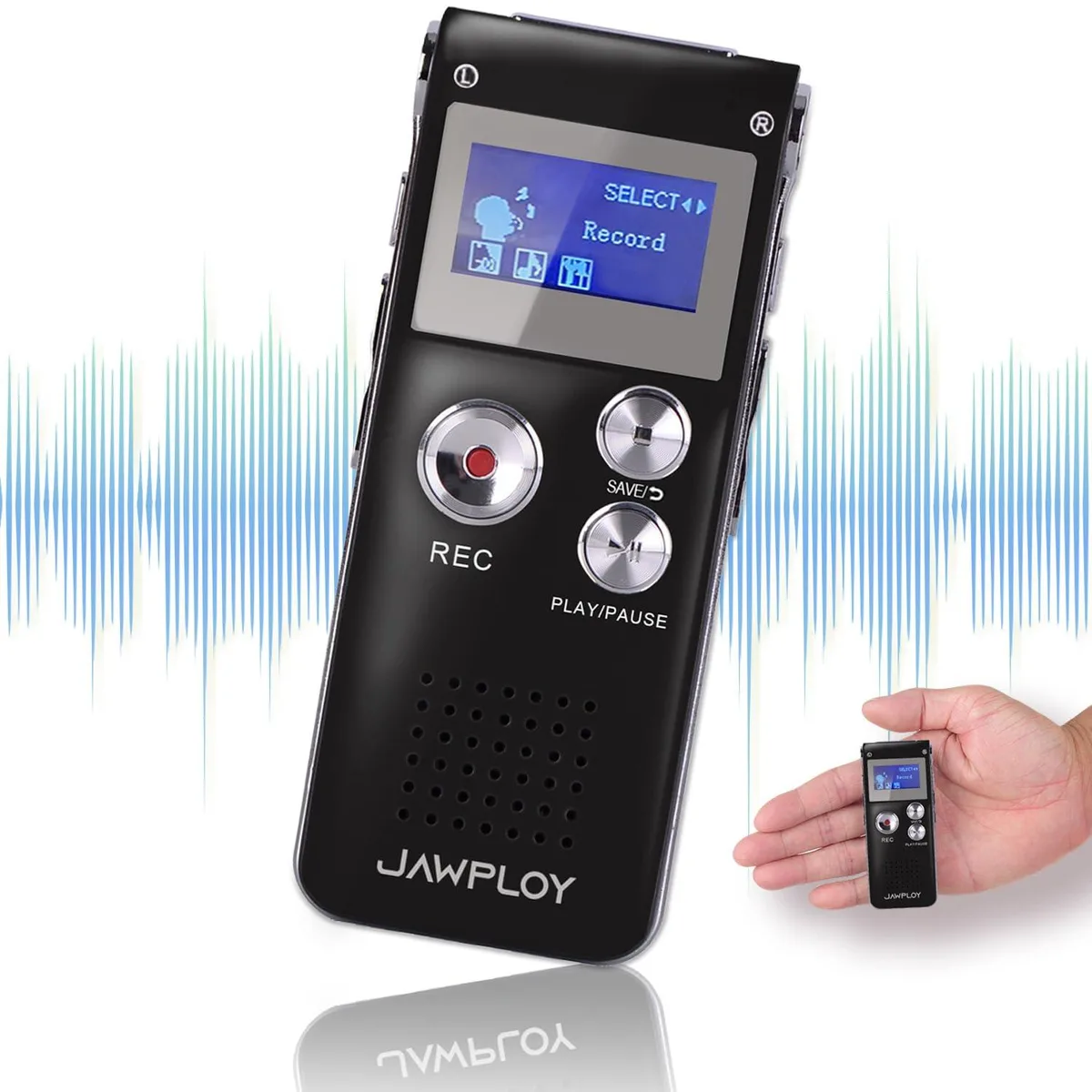 Jawploy 64GB Voice Recorder 1536KBPS 18h Black — product photo