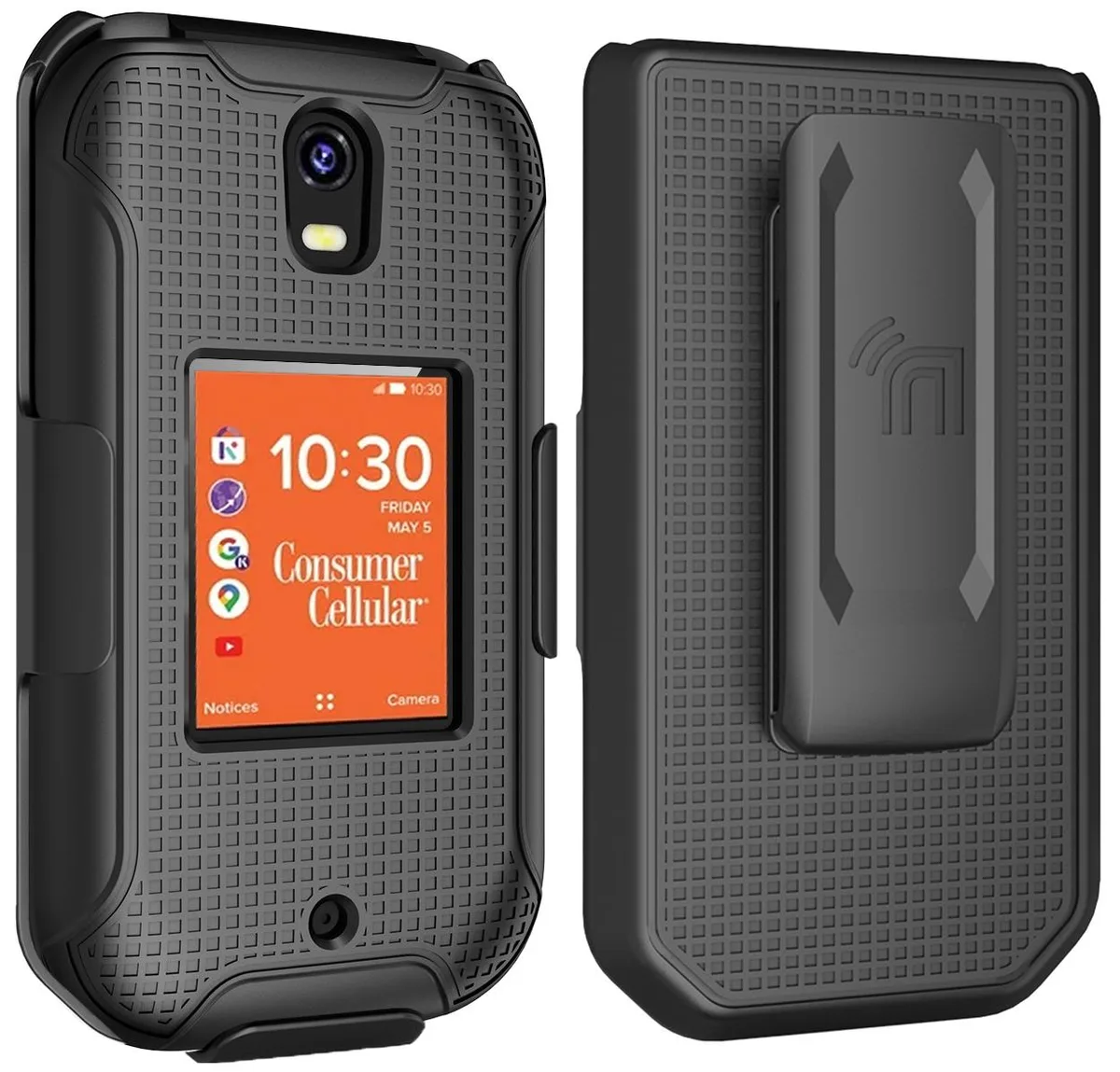Nakedcellphone Nakedcellphone Hard Case &amp; Belt Clip Holster for Iris Flip Phone SH3320 2023 Black — product photo