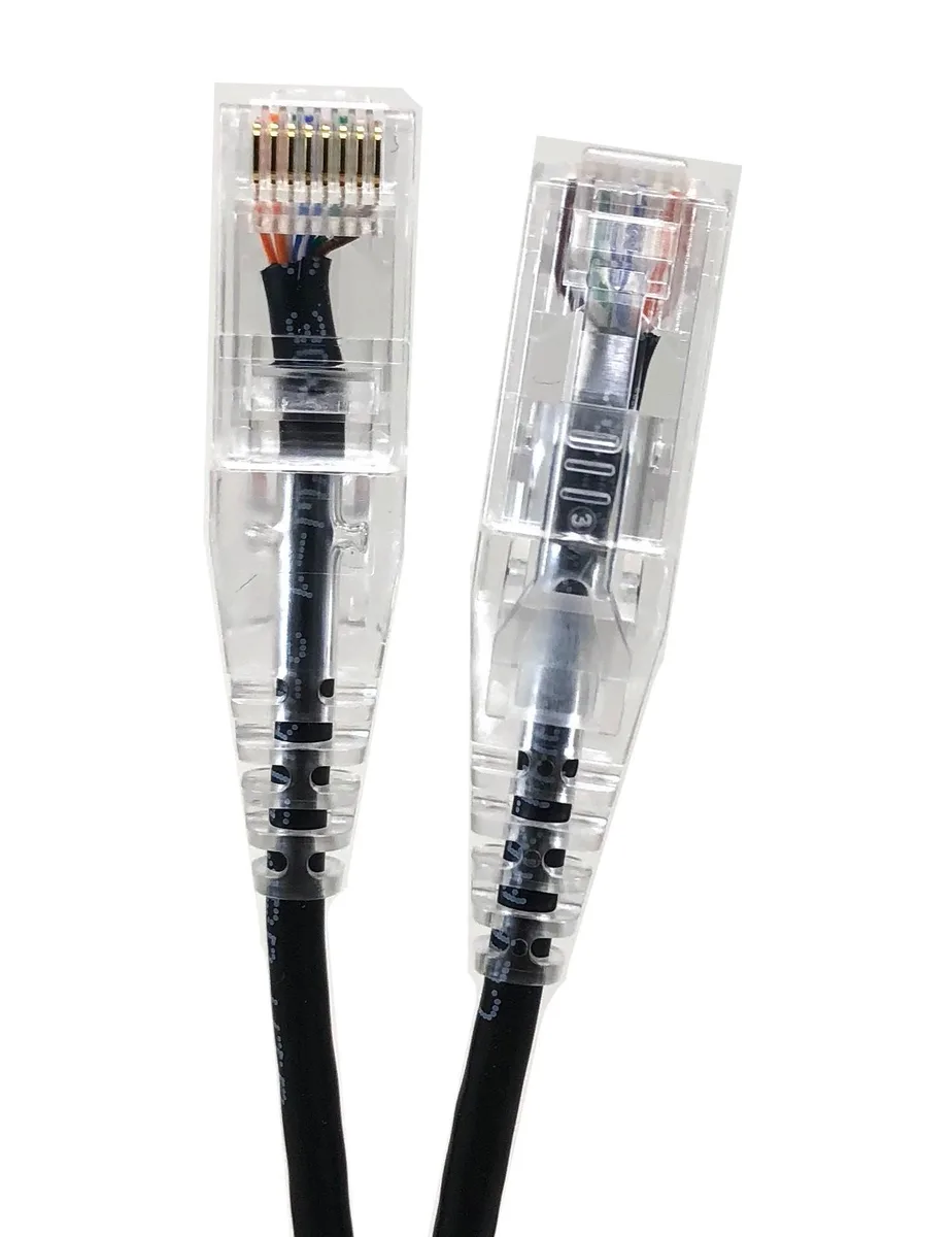 Micro Connectors Micro Connectors CAT6A 10Gbps UTP 28 AWG Ultra Slim Ethernet Cable Black 3 ft 5-Pack — product photo