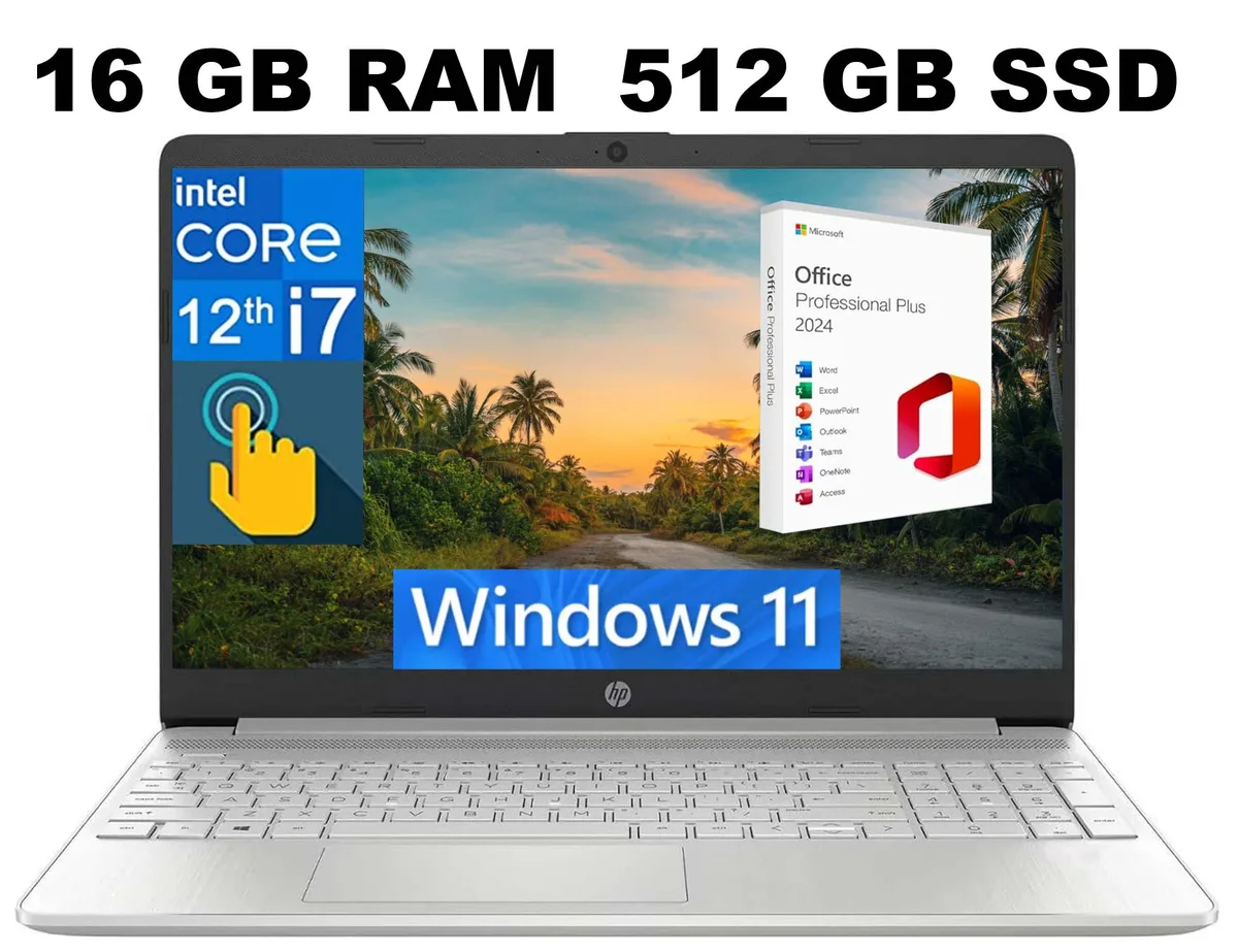 HP HP 15 laptop i7-1255U 16GB 512GB 15.6" FHD touchscreen Silver — product photo