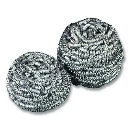 Pack of twelve silver stainless steel mesh scrubbers, each about four inches square