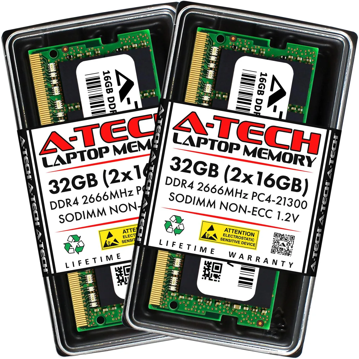 A-Tech A-Tech 32GB (2x16GB) DDR4 2666MHz CL19 1.2V 260-Pin SODIMM laptop RAM — product photo