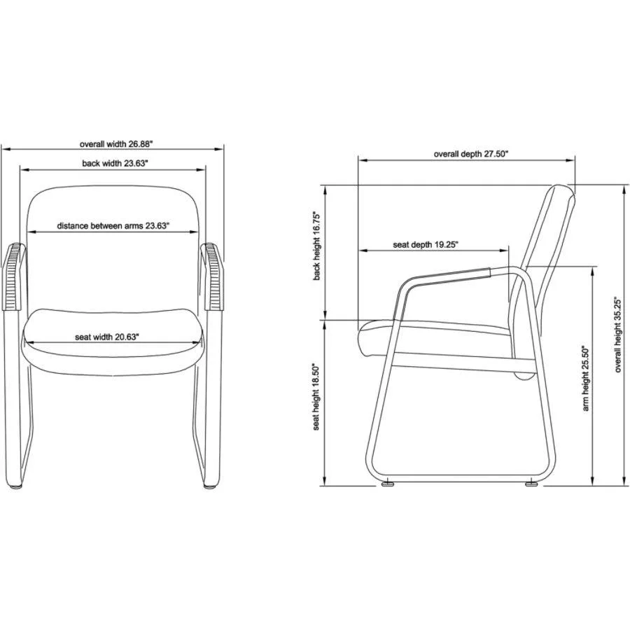 Lorell Lorell 84587 Big &amp; Tall Leather Guest Chair 500 lb — product photo