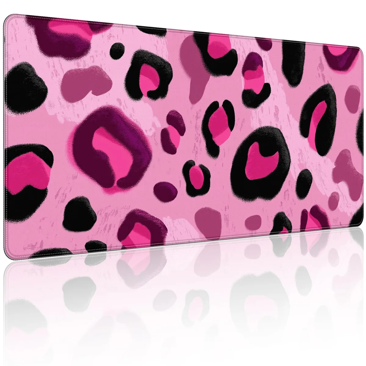  KOBWOPI XXL Mouse Pad 35.4 x 15.7 in Pink and Black Leopard Print — product photo