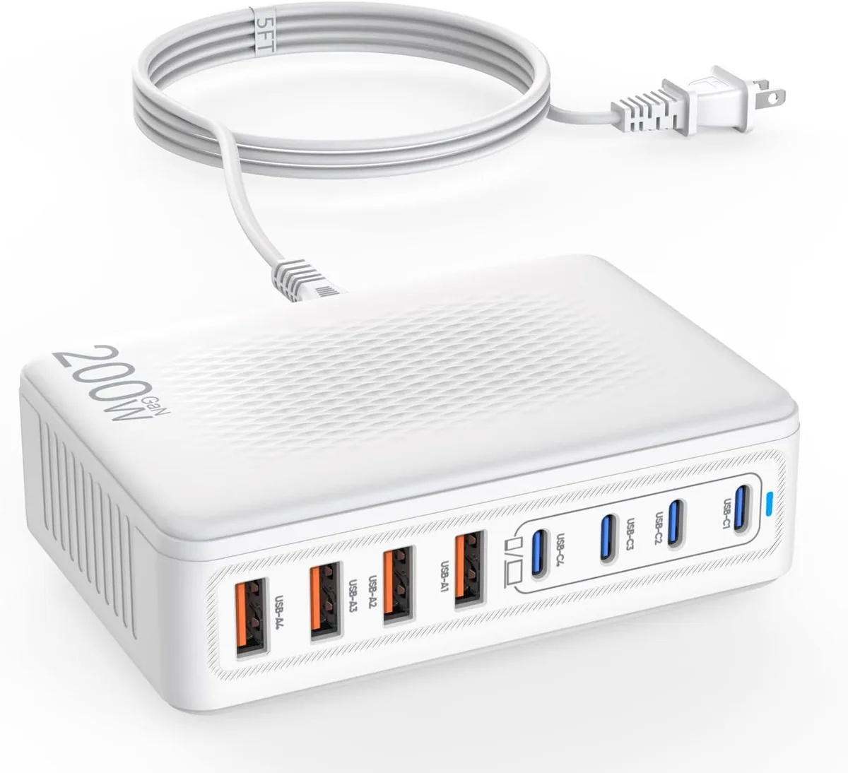 Mydours Mydours 200W GaN 8-Port USB-C/A Charging Station ac adapter — product photo