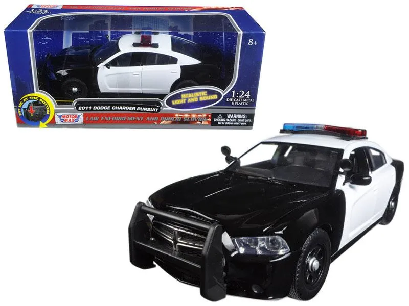 MOTORMAX MOTORMAX 2011 Dodge Charger Pursuit Police Car 1/24 Diecast with Lights and 2 Sounds — product photo