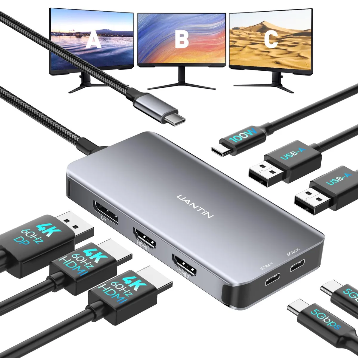  Belkin 5550/ 8-in-1 Docking Station 4K 120Hz DP Dual 4K 60Hz HDMI 100W PD — product photo