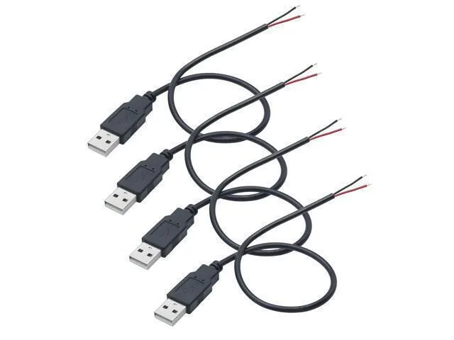 LORDWORLD LORDWORLD USB A Male 2 Pin Bare Wire 30cm 4 Pack — product photo