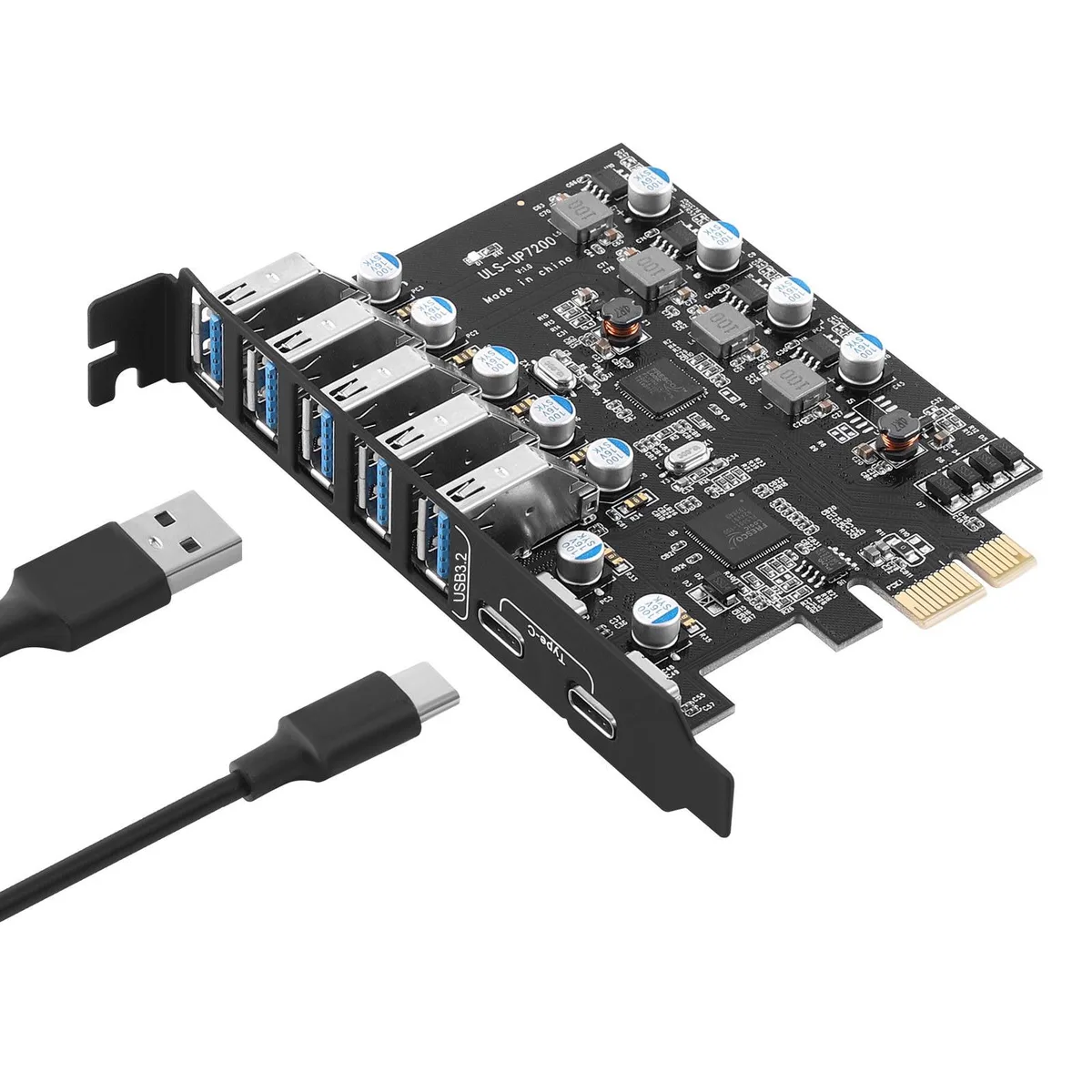 ESTONE ESTONE PCIE25A2C3.2 7-Port USB 3.2 Expansion Card (5× USB A, 2× USB C) 10 Gbps — product photo