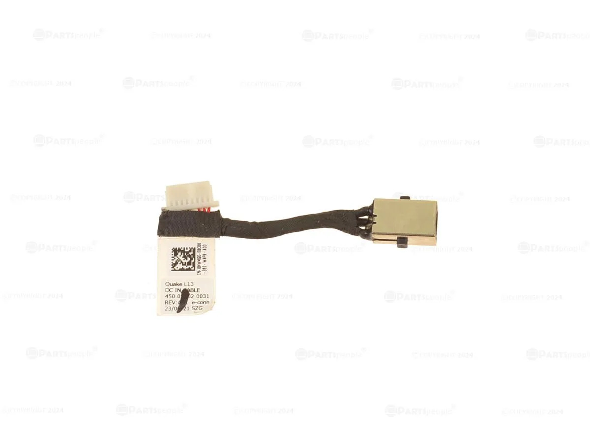 A small black rectangular DC power jack with a thin cable attached