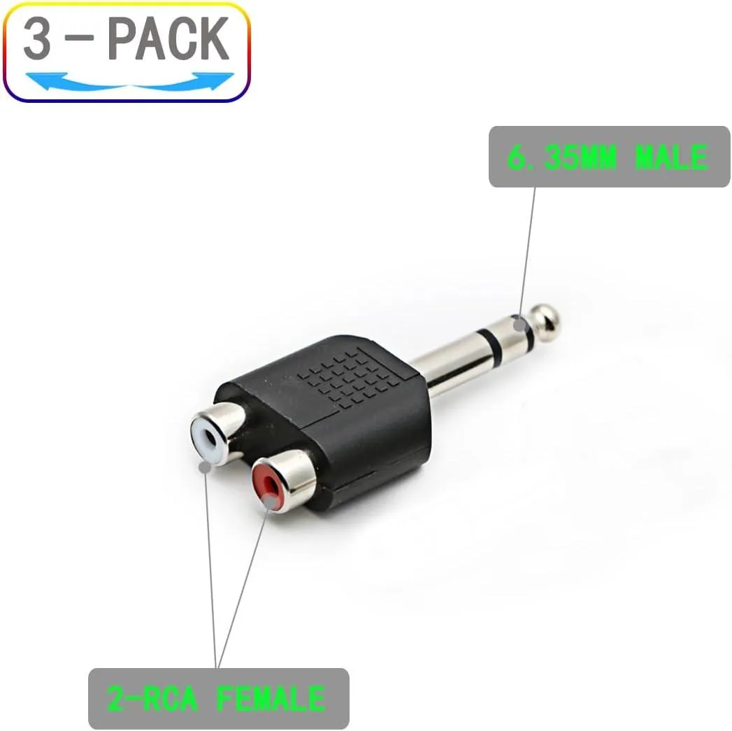 Boxwave Boxwave 1/4 6.35mm/6.5mm Stereo Male to Dual RCA Female Audio Adapter (3pcs) — product photo