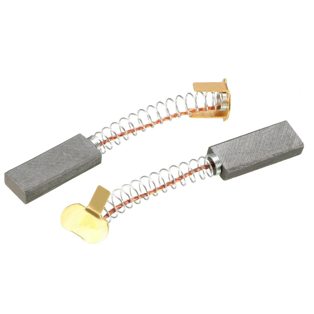 Two rectangular black carbon blocks with gold springs, each 18 by 8 by 4 mm, spring length 35 mm