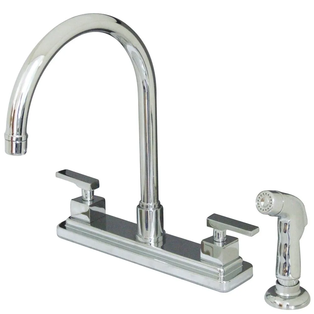 Single-hole kitchen faucet with side sprayer, polished chrome finish