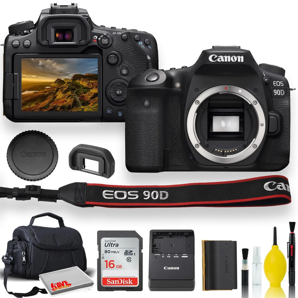 Canon Canon EOS 90D Starter Bundle camera kit — product photo