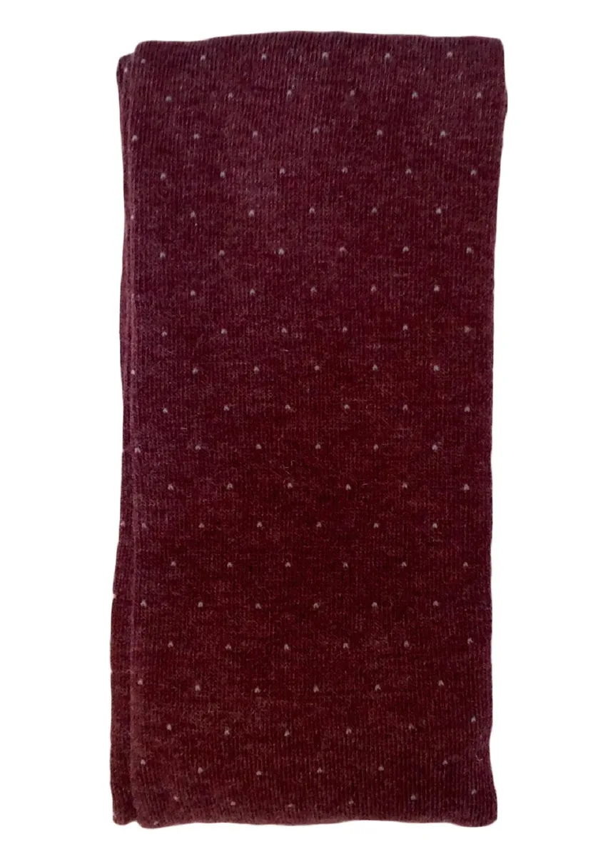 Wine-coloured spandex leggings, lightweight stretch fabric, folded flat
