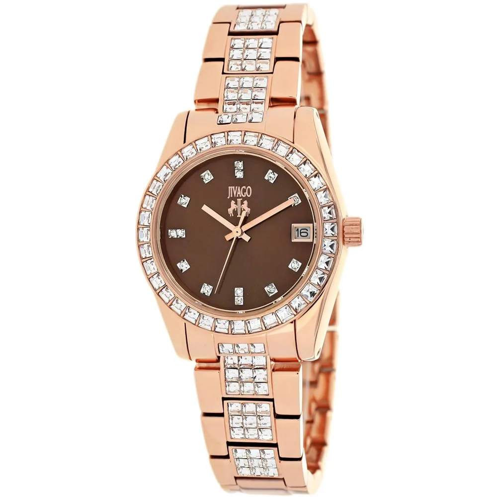 Jivago stainless steel watch with chocolate brown dial and matching bracelet