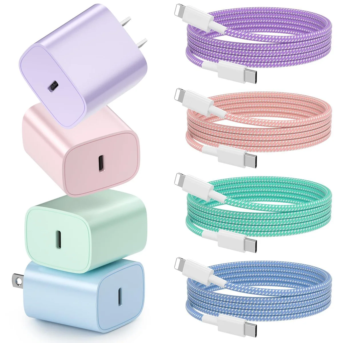 No Sew No Sew 4-pack 20W USB-C wall charger with 6ft cable — product photo