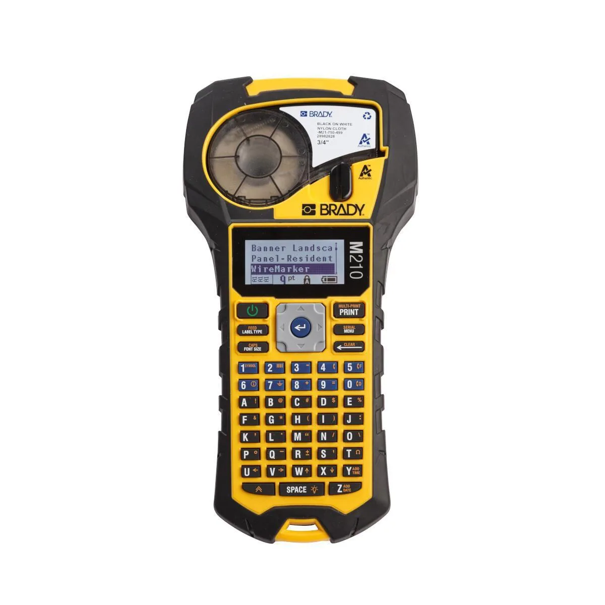 Compact Brady M210 label printer in carton packaging