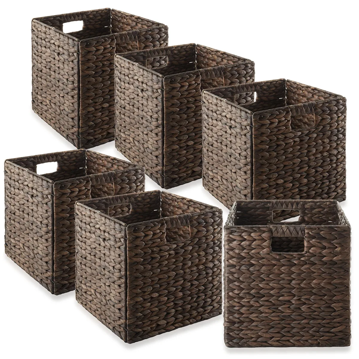 Casafield Casafield 12" Water Hyacinth Storage Baskets Espresso Set of 6 — product photo