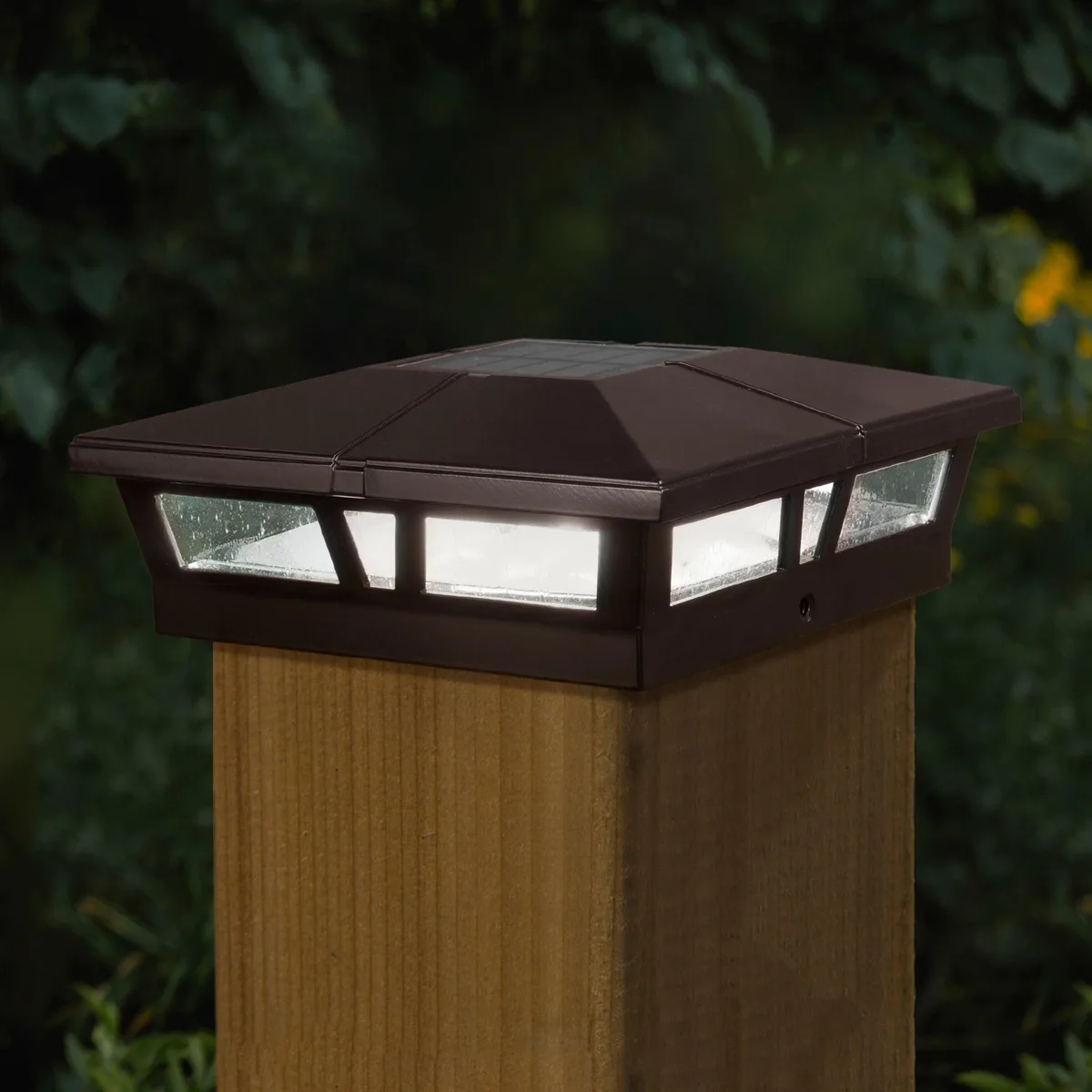 Classy Caps Mfg. Inc. Classy Caps Mfg. Inc. 6x6 Brown Aluminum Cambridge Solar Post Cap 2 Pack — product photo