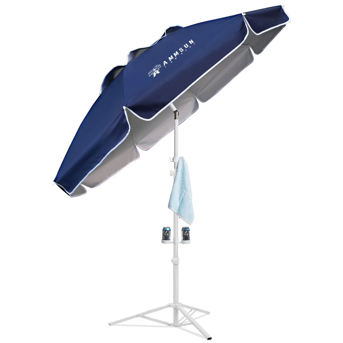 AMMSUN 6.5 ft Shade Umbrella with Stand, Navy Blue — product photo