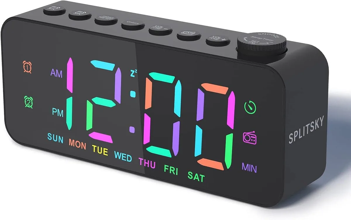 KEHIPI KEHIPI Digital Alarm Clock Black FM Radio USB A C 16 Volume 12 24 Hour 1.2M Cable — product photo