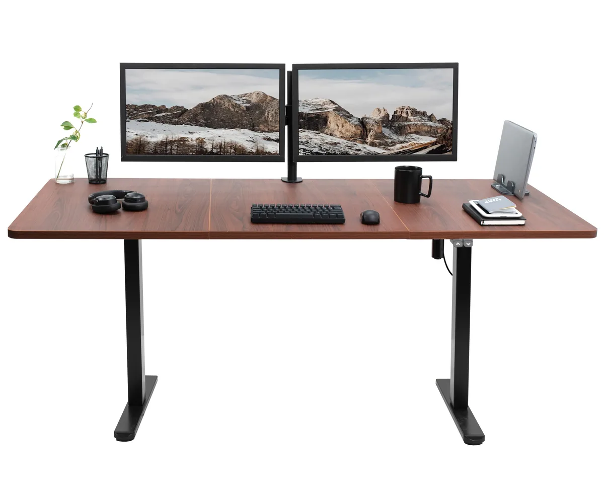 VIVO VIVO Electric Standing Desk 71 x 30 Dark Walnut Black Frame — product photo