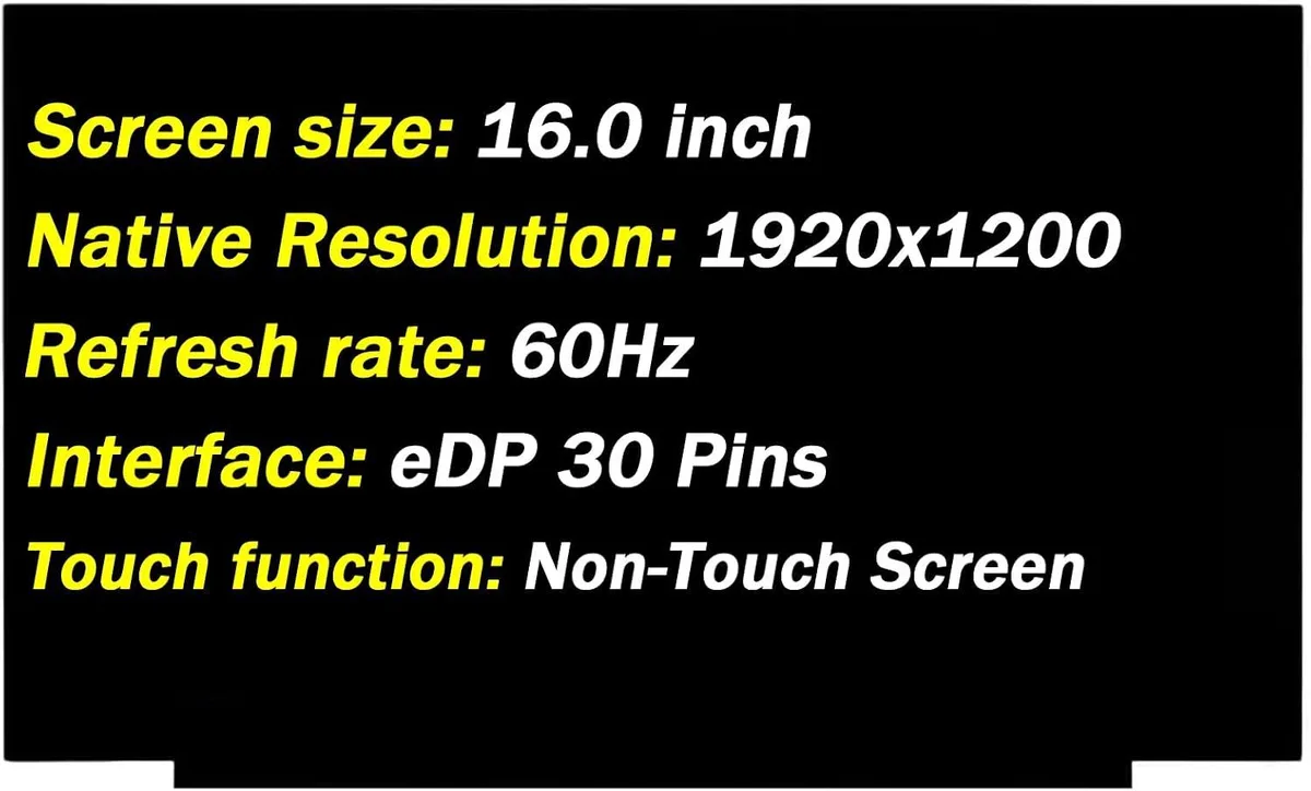 NUOLAISUN NUOLAISUN 16.0" 1920x1200 60Hz 30-pin laptop screen — product photo