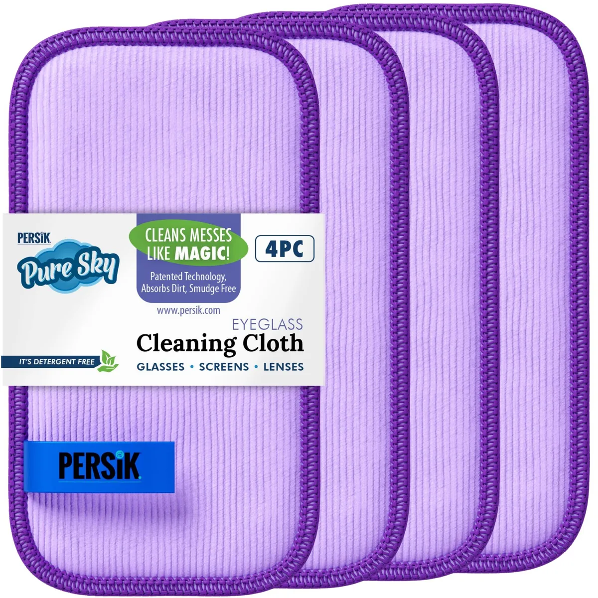 Pure-Sky Eyeglass Cleaner Cloth Streak Free Ultra Microfiber 4 Pack Glass Care — product photo