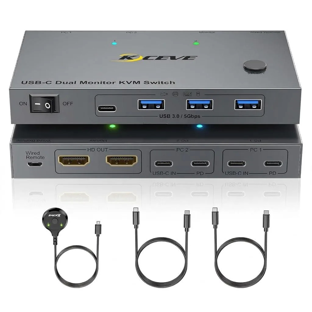 AUTYUE AUTYUE C212H USB-C Dual Monitor KVM Switch 4K@60Hz 87W PD — product photo