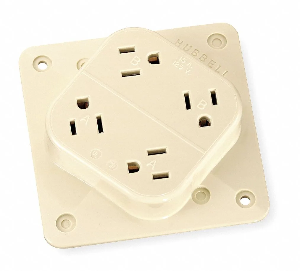 Hubbell Incorporated Hubbell HBL415I Quad Receptacle 15A 125V Ivory — product photo