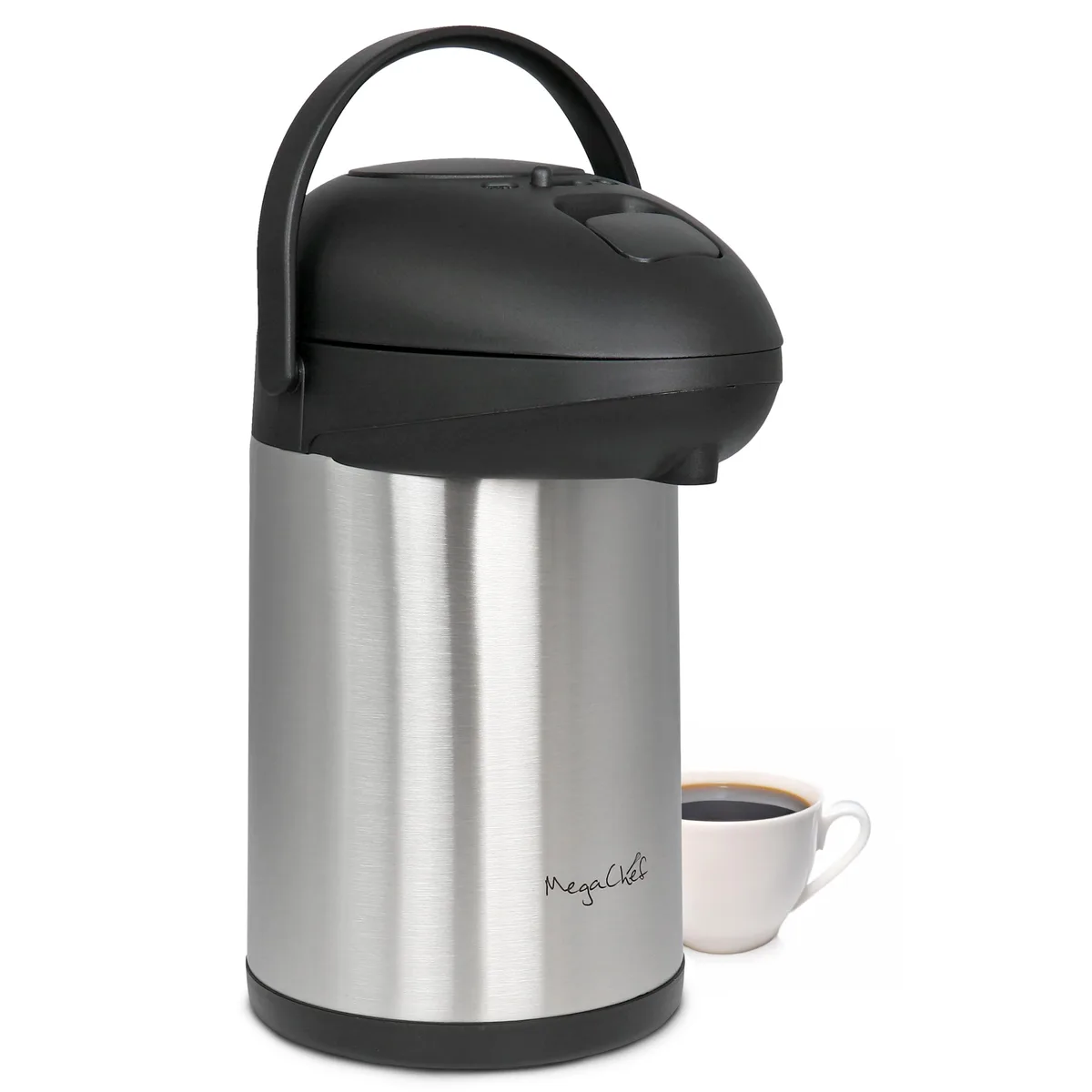 MegaChef MegaChef 510120031M 3 Liter Stainless Steel Vacuum Body Pump Cap Air Pot Dispenser — product photo