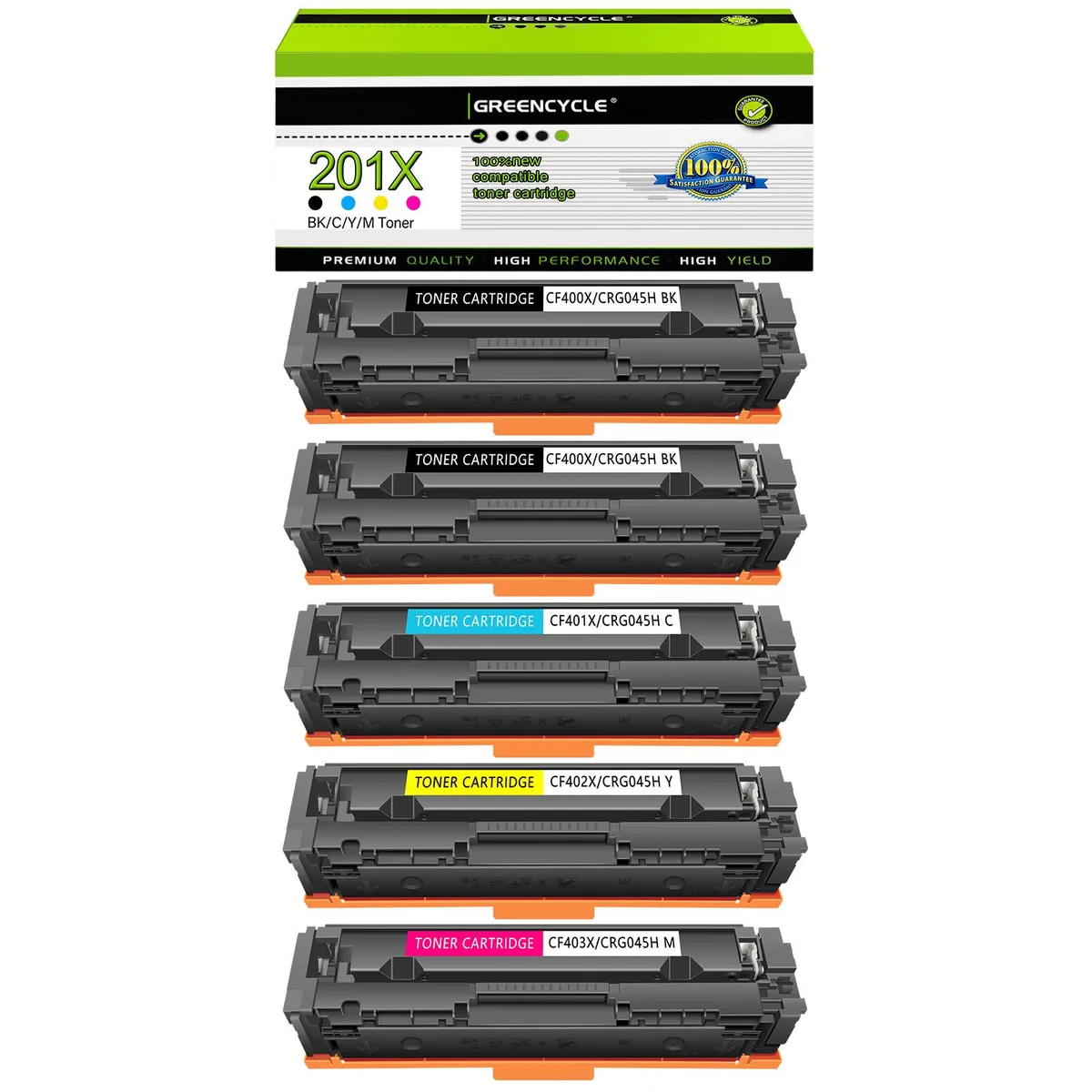 GREENCYCLE GREENCYCLE 201X 5-pack toner cartridges (2 black, 1 cyan, 1 yellow, 1 magenta) — product photo