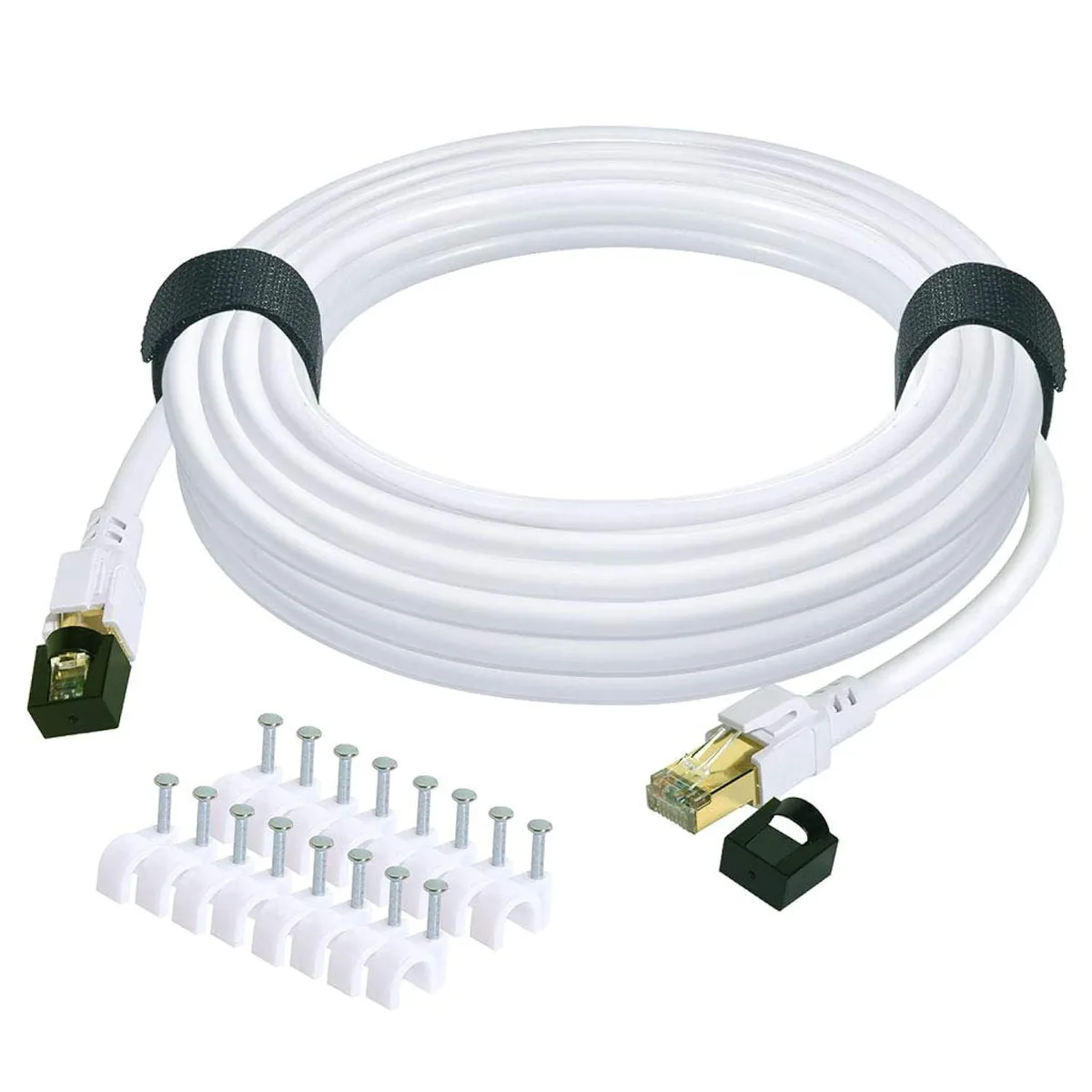 Zell Electronics Zell Electronics Cat 8 network ethernet cable 50 ft 2000 MHz 40 Gbps white — product photo