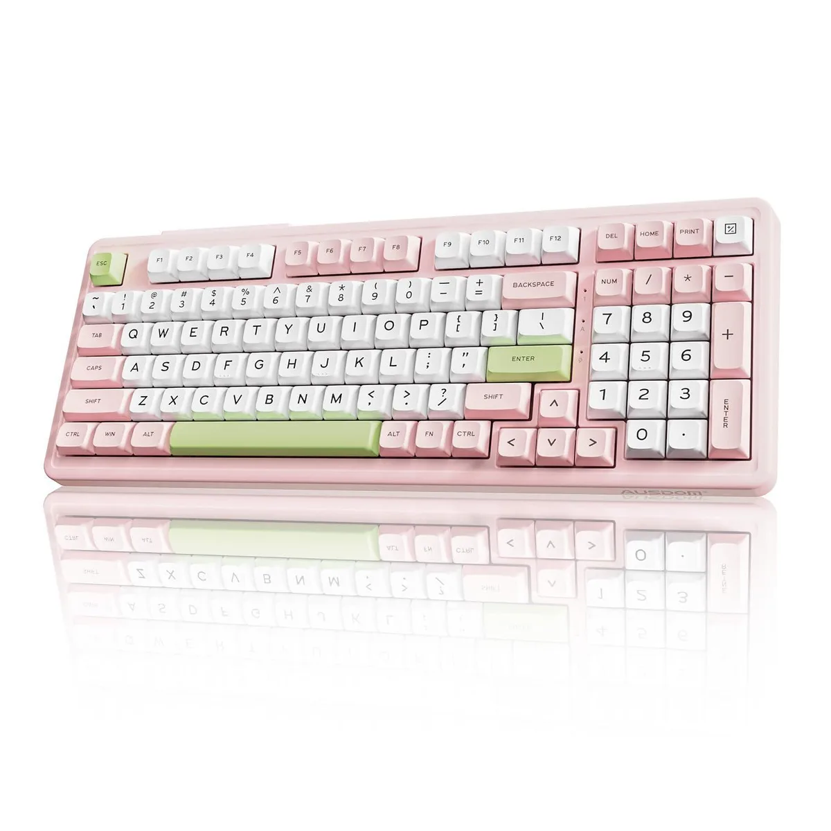  AUSDOM H98 Pink Creamy Silent Mechanical Gaming Keyboard 98 Keys 8000mAh Tri-Mode — product photo