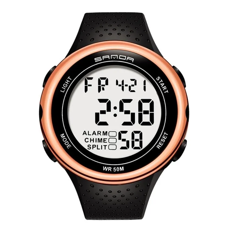 Rose gold digital watch 46mm resin case rubber strap