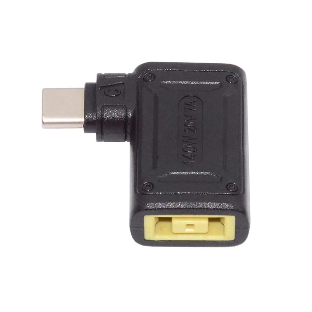Small rectangular USB-C adapter with right-angled plug, matte black finish