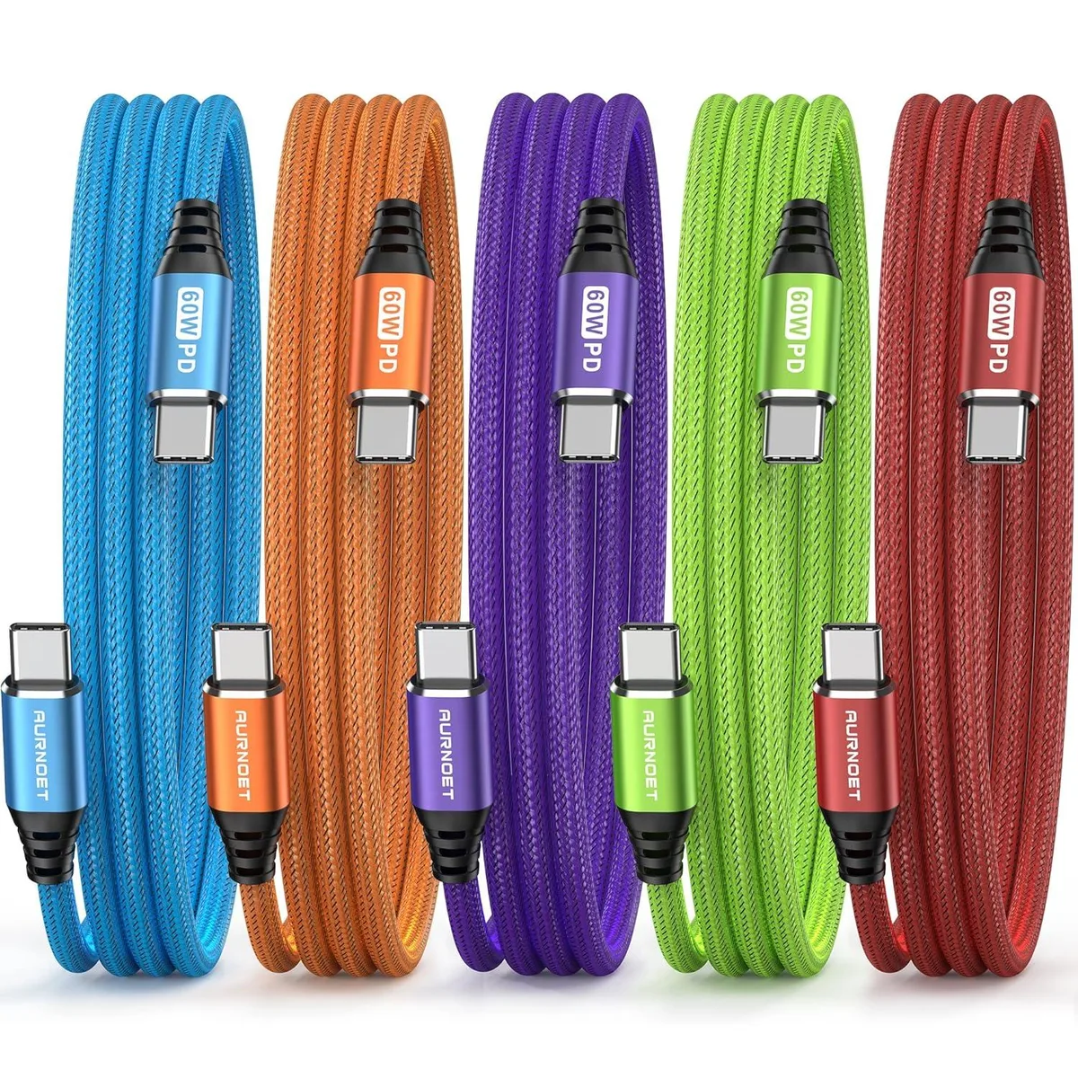 Kootion Kootion USB-C to USB-C Cable 6ft 5-Pack 60W — product photo