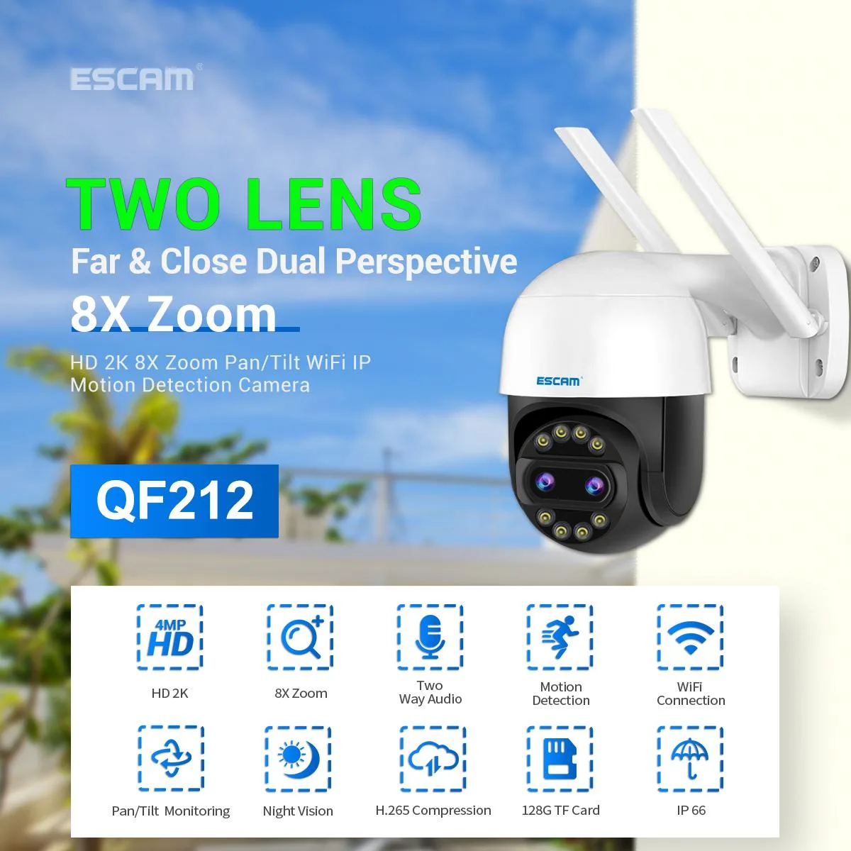 visiPower visiPower 1.4MP dual-lens dome analog camera 8x zoom Pan 355° Tilt 90° — product photo