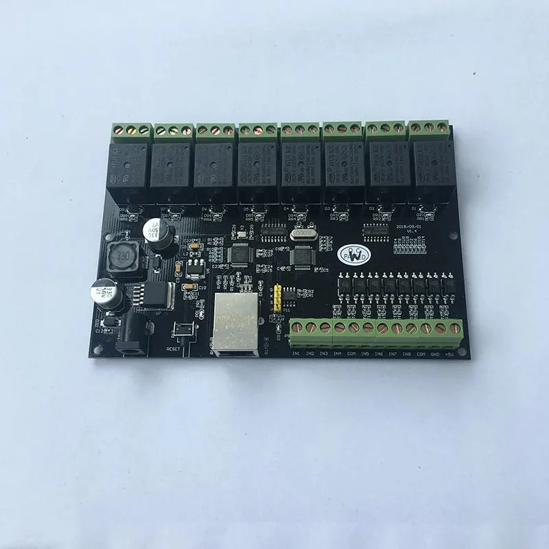 Hetai Tech 8-way network relay module 10A 32-bit controller with Ethernet port and terminal blocks