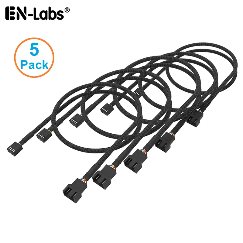 EN-Labs EN-Labs 5-pack 4-pin PWM fan extension cable 15.7 in black — product photo