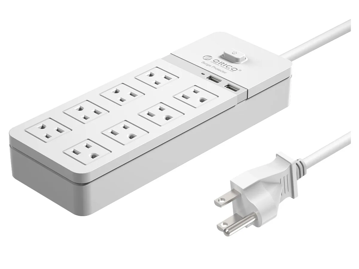 Orico Orico SPC-S8U2-WH 8-outlet surge protector 2 USB 2.4A white — product photo