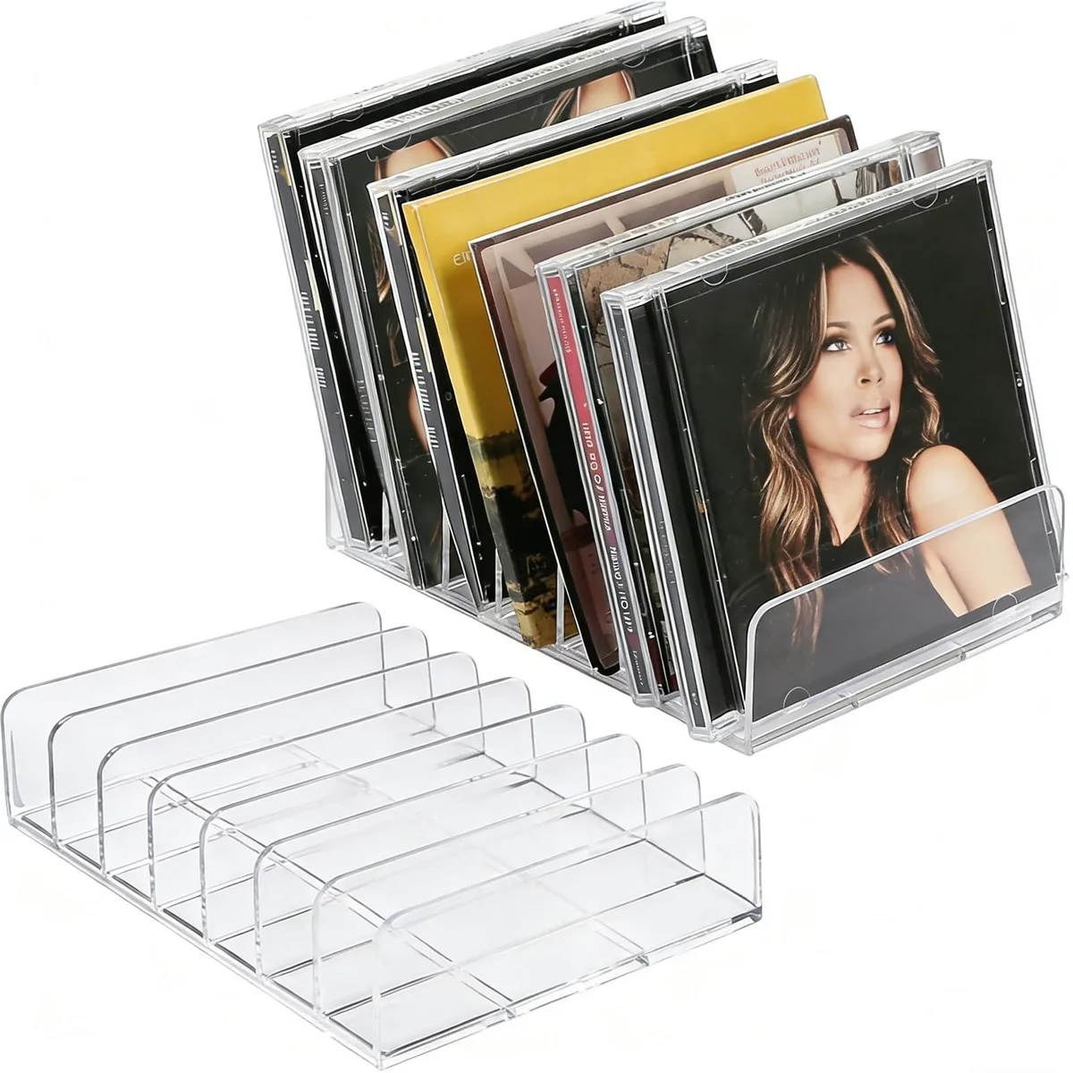 Fellowes CD-2 Case 2 Pack Clear Acrylic CD Holder 14 CD Capacity 28 Total — product photo