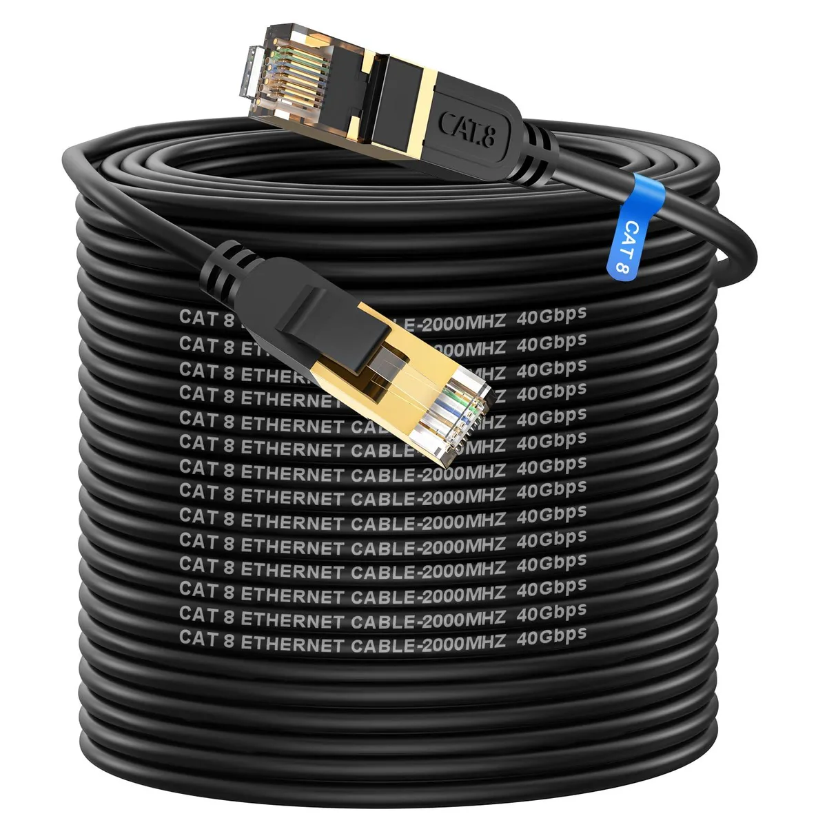  cat gruciso Cat 8 Ethernet Cable 250FT 26AWG 40Gbps 2000MHz Gold RJ45 Weatherproof — product photo