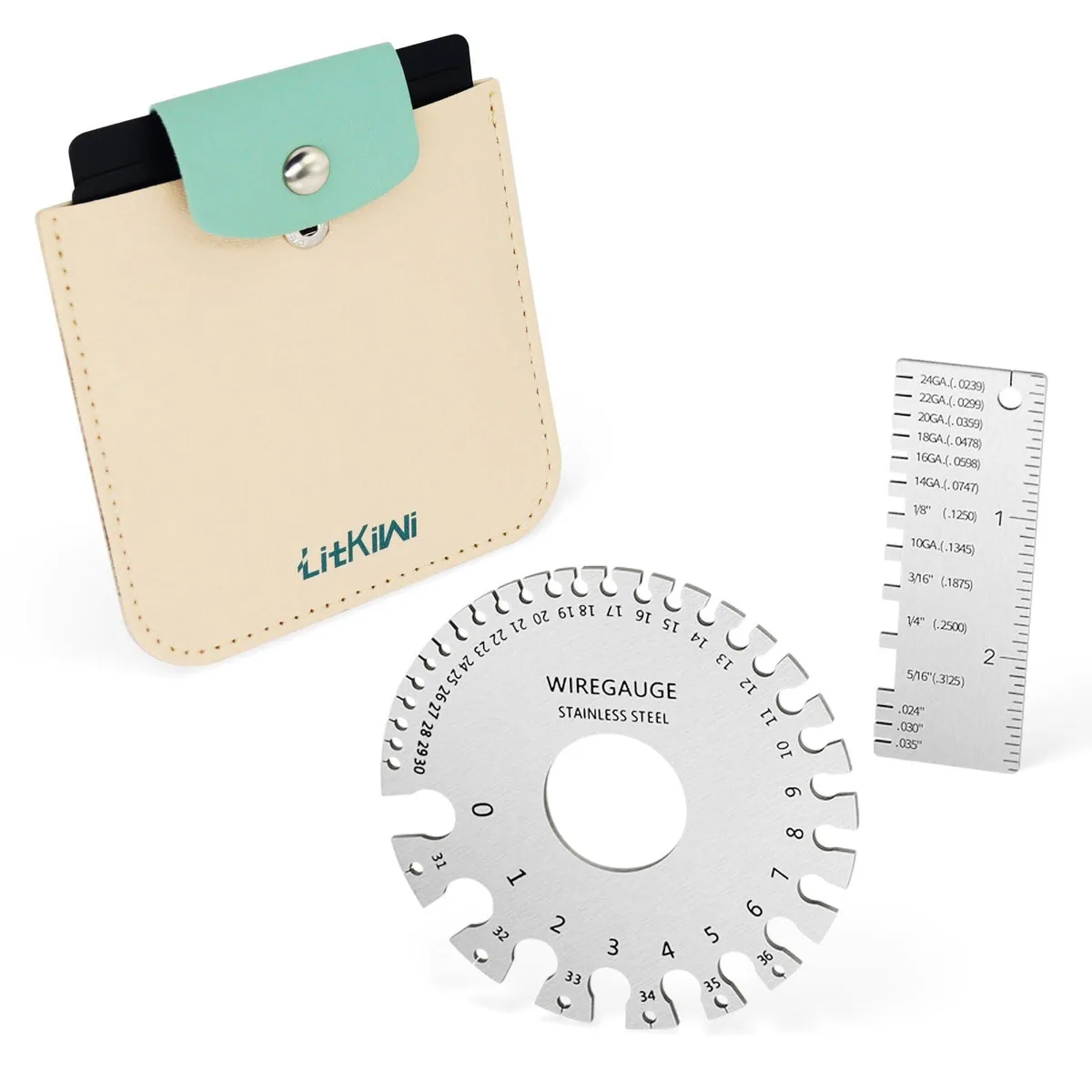 LitKiwi Wire & Sheet Metal Thickness Gauge Set (0-36 US) — product photo