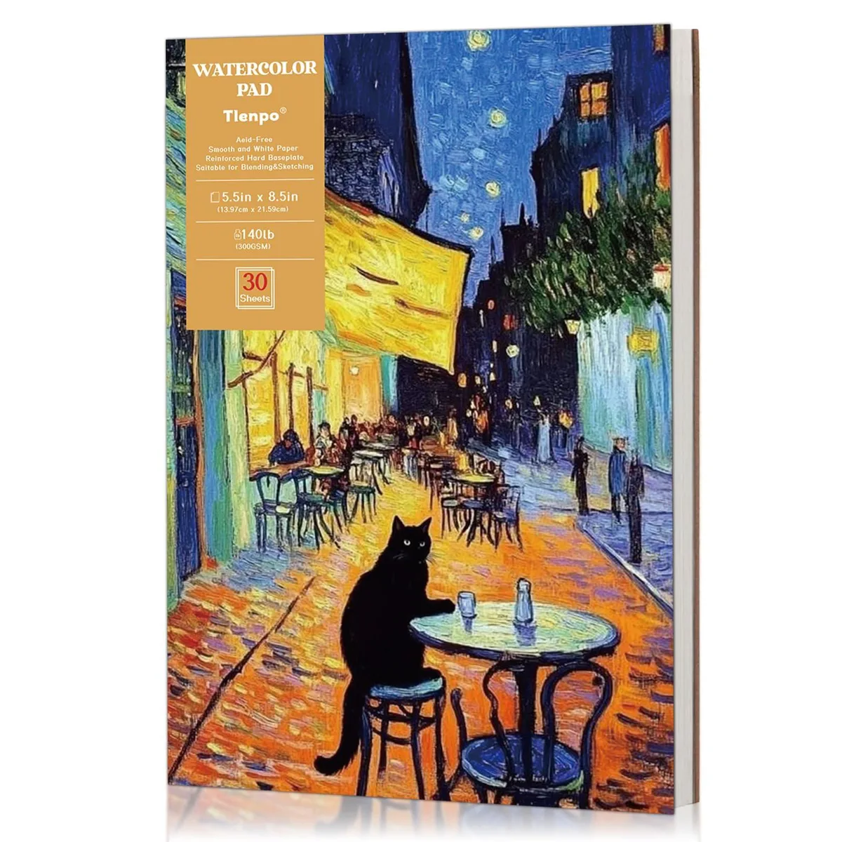  Tlenpo fine art watercolor pad 8.5 x 5.5 in 140lb 300gsm 30 sheets cold press acid-free — product photo