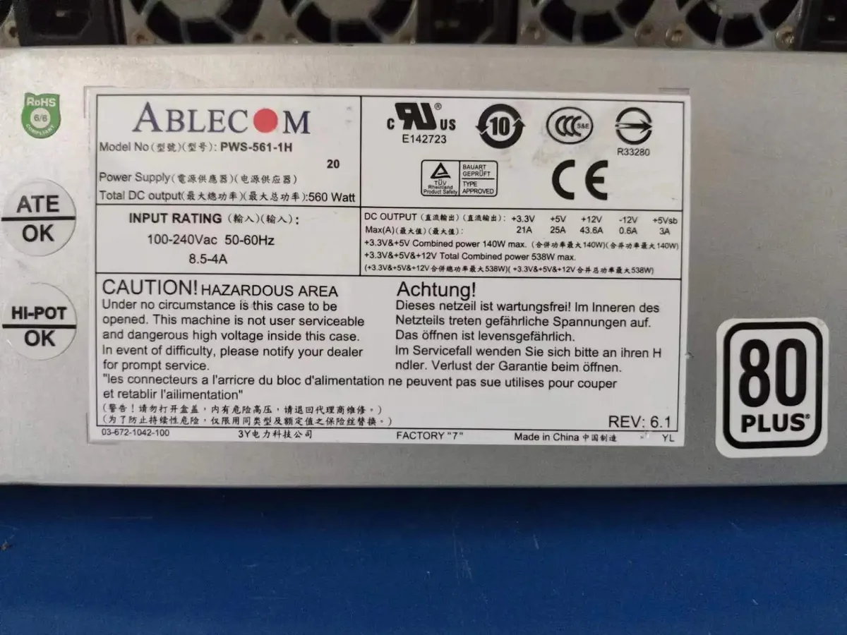 KHACHIMO KHACHIMO PWS-561-1H P 1U 560W Server Power Supply NF280D 24+8+8 With D Port — product photo